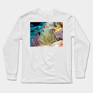 Caribbean Coral Reef Giant Sea Anemone group and Arrow Crab Long Sleeve T-Shirt